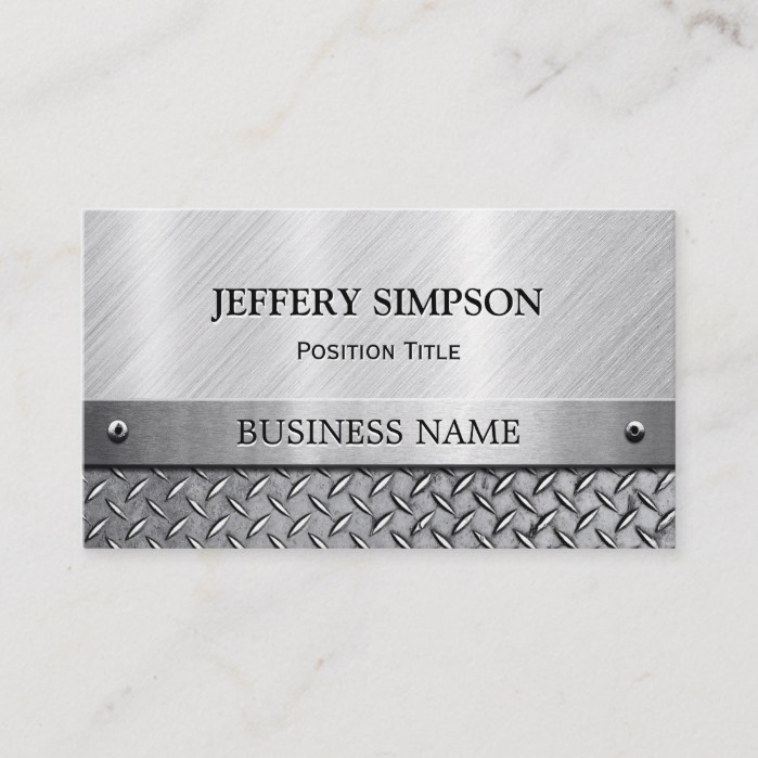 Modern Brushed Metal Look - Fully Customizable Business Card