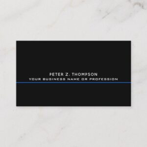 modern business card with thin blue line on black