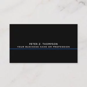 modern business card with thin blue line on black