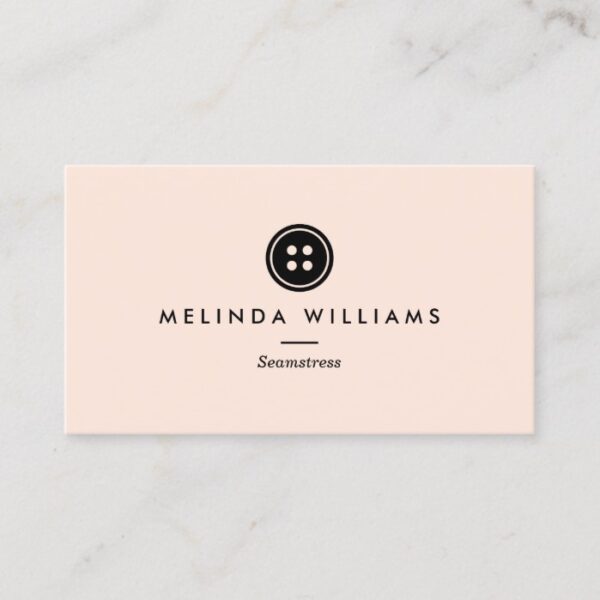 Modern Button Logo Seamstress, Sewing, Tailor III Business Card
