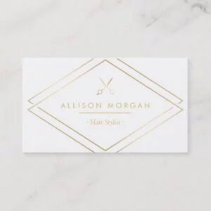 Modern Chic Hair Salon Scissors Faux Gold Look Business Card