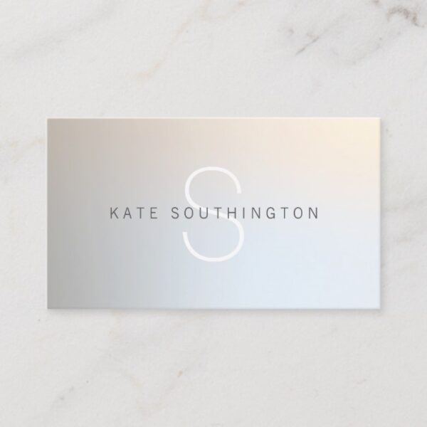 Modern Chic Monogram Professional Soft Silver Business Card