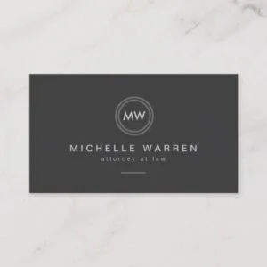 Modern Circle Monogram Initials Attorney, Lawyer Business Card