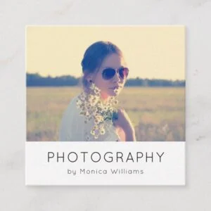 Modern Clean Minimalist Photographer Square Business Card