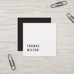 Modern Cool Minimal Black and White Consultant Square Business Card