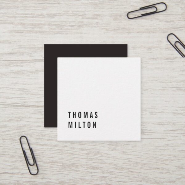 Modern Cool Minimal Black and White Consultant Square Business Card