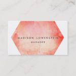 Modern Coral Watercolor Bright Chic Business Card