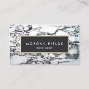 Modern Designer Black and White Marble Stone Business Card