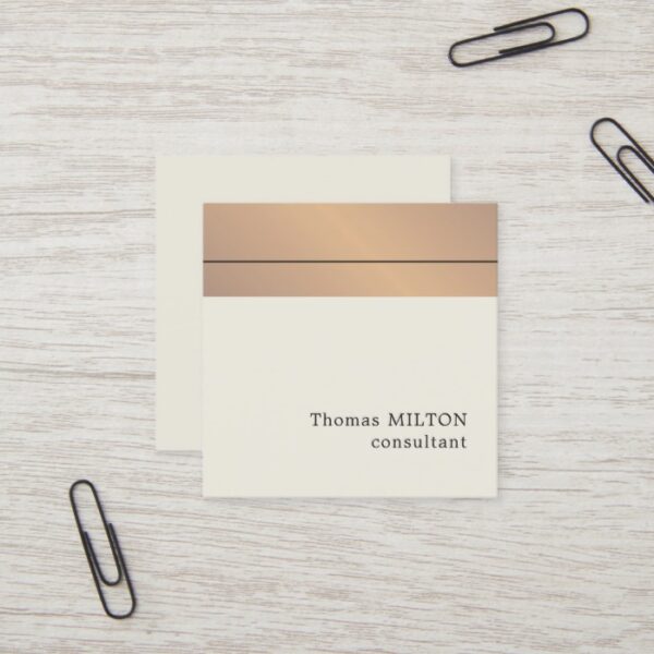 Modern Elegant Faux Gold Stripes Consultant Square Business Card