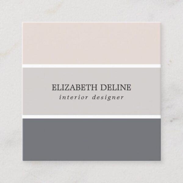 Modern Elegant Pastel Stripes Interior Designer Square Business Card
