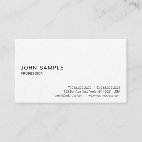 Modern Elegant Professional White Minimalist Business Card