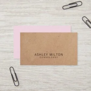 Modern Elegant Rose PRINTED Kraft Paper Consultant Business Card