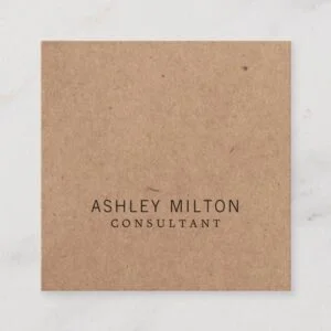 Modern Elegant Rose PRINTED Kraft Paper Consultant Square Business Card
