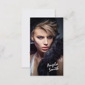 Modern elegant white circle model photo portfolio business card
