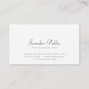 Modern Elegant White Simple Professional Plain Business Card