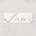 modern faux gold stripes on elegant white mini business card