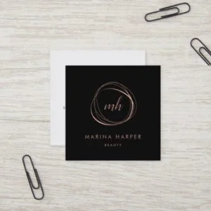 Modern Faux Rose Gold Abstract Square Business Card