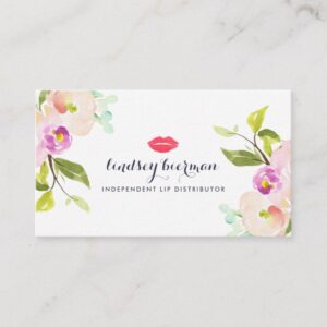Modern Floral Lip Product Distributor Business Card
