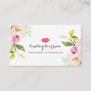 Modern Floral Lip Product Distributor Business Card