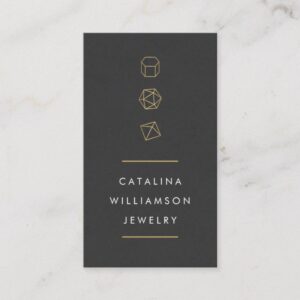 Modern Gemstone Trio Logo Vertical Jewelry Design Business Card