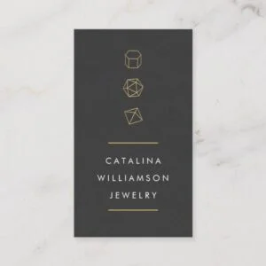 Modern Gemstone Trio Logo Vertical Jewelry Design Business Card