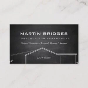 Modern General Construction Chalk Business Cards