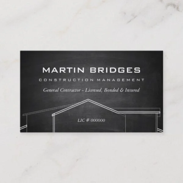 Modern General Construction Chalk Business Cards