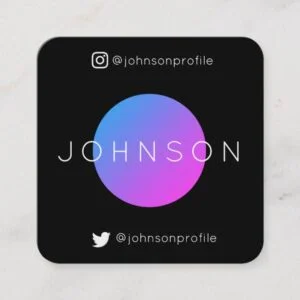 Modern geometric style with QR code black edit Square Business Card