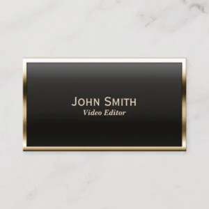 Modern Gold Border Video Editor Business Card