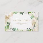 Modern Gold Floral Wreath Business Card