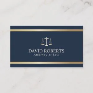 Modern Gold Stripe Navy Blue Lawyer Attorney Business Card