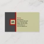 Modern Gray & Red Monogram Business Card