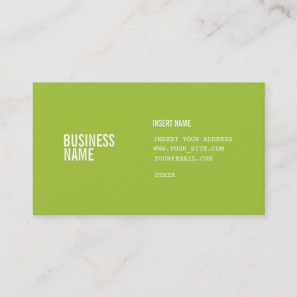 Modern Green Format With Columns Condensed Fonts Business Card