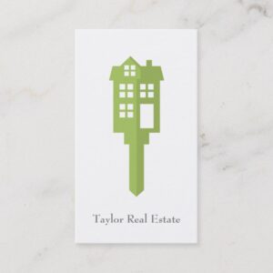 Modern Green House Logo Real Estate Business Cards