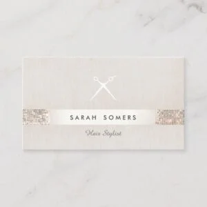 Modern Hair Stylist Scissors FAUX Sequin Salon Business Card