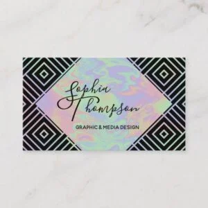 Modern Holographic Symmetric Pattern Business Card