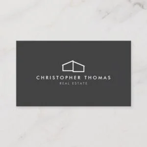 Modern Home Logo on Gray for Real Estate, Realtor Business Card