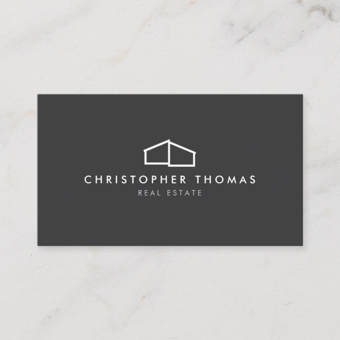 Modern Home Logo on Gray for Real Estate, Realtor Business Card