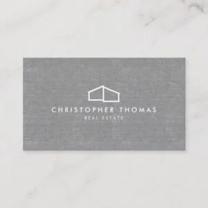 Modern Home Logo on Linen for Real Estate, Realtor Business Card