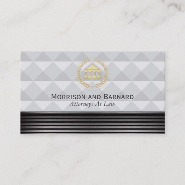 Modern Lawyer Attorney Gold and Silver Courthouse Business Card