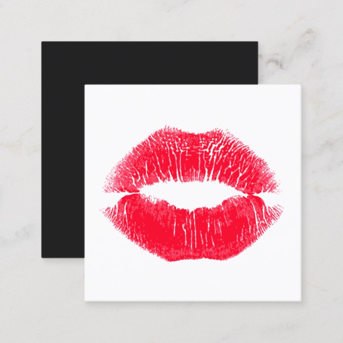 Modern Makeup Artists BIG Kissing Red Lips Square Square Business Card