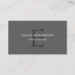 Modern minimalist dark gray professional monogram business card
