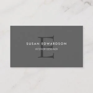 Modern minimalist dark gray professional monogram business card
