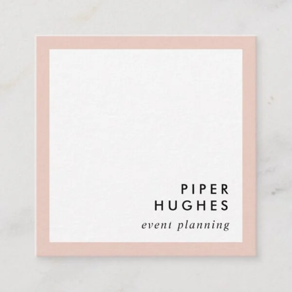 Modern Minimalist Square Business Cards | Blush