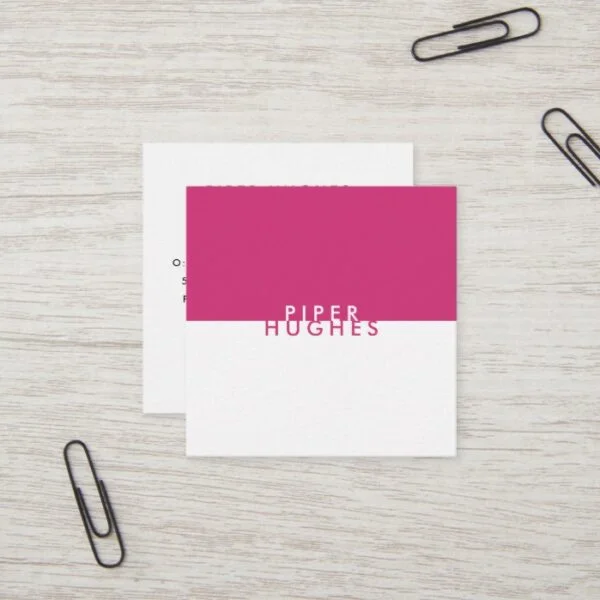 Modern Minimalist Square Business Cards | Magenta