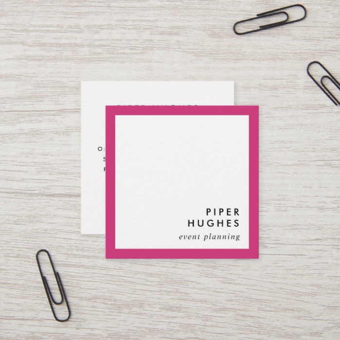 Modern Minimalist Square Business Cards | Magenta