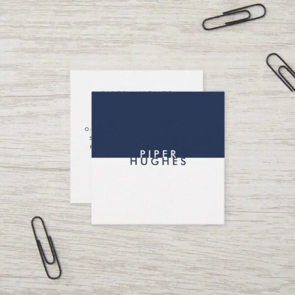 Modern Minimalist Square Business Cards | Navy