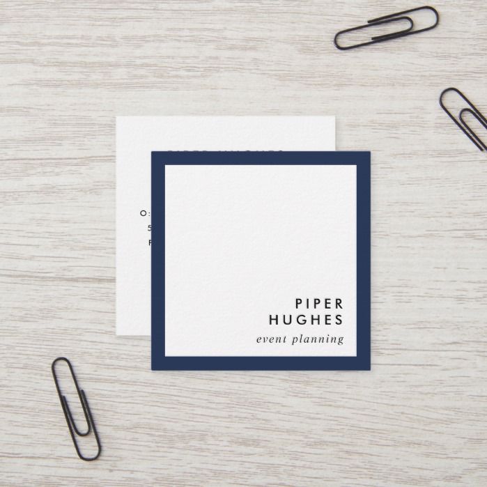 Modern Minimalist Square Business Cards | Navy