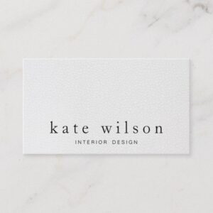 Modern Minimalist White Leather Professional Business Card