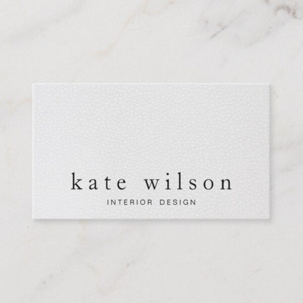 Modern Minimalist White Leather Professional Business Card